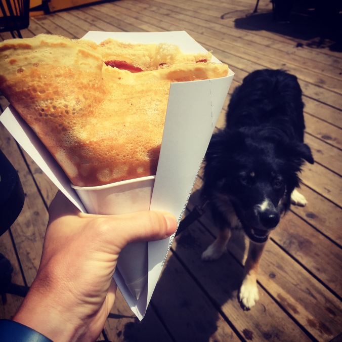 Introducing Shae to the deliciousness that is the Crepe Cart in Breck!